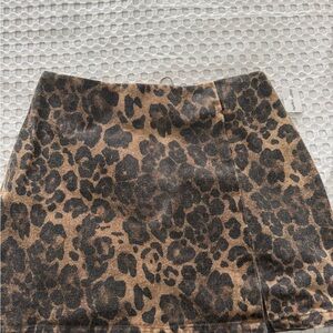 Apricot Lane Black and Brown Leopard Denim Mini Skirt size M